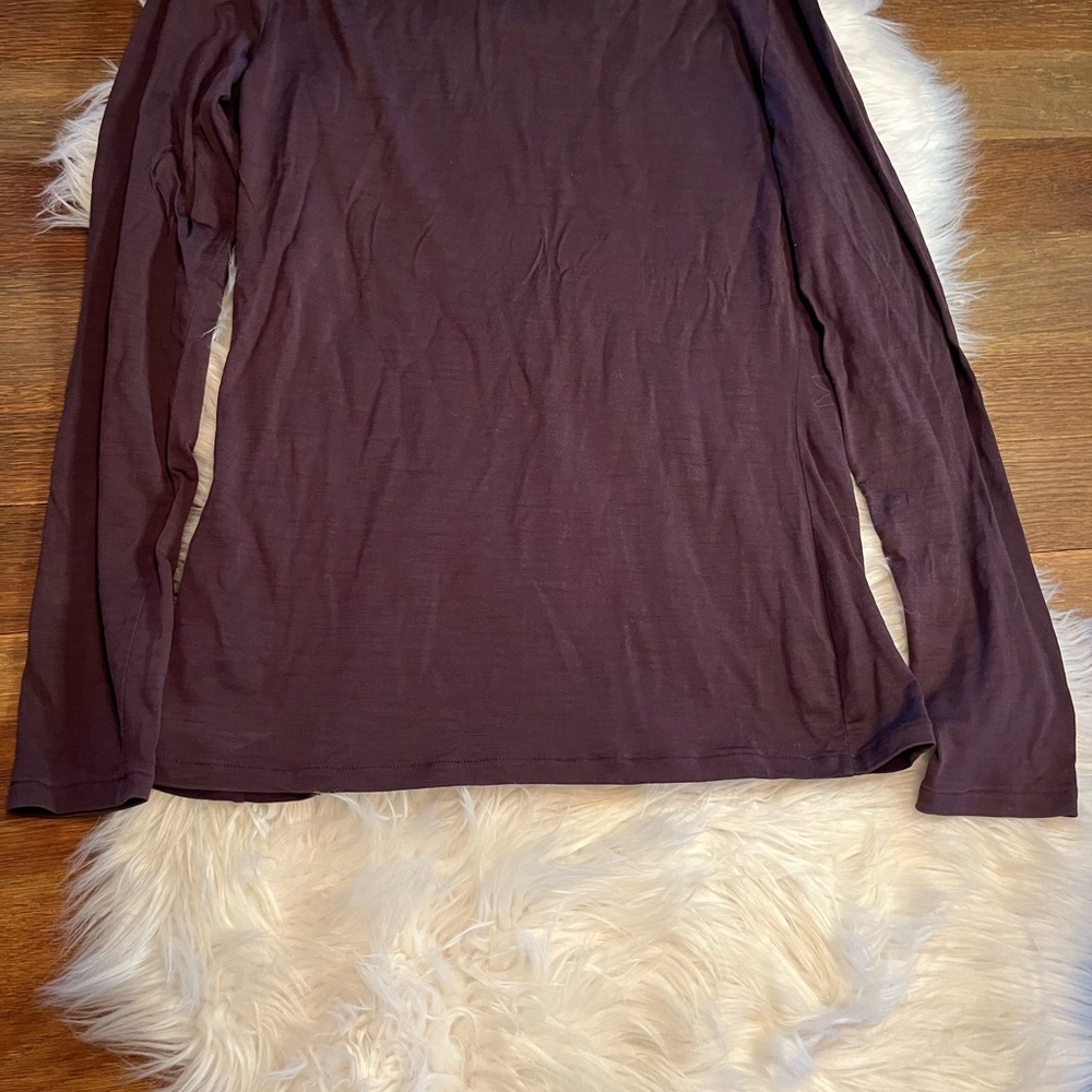 Icebreaker Plum Long Sleeve Floral Crewneck Wool Top - Picture 4 of 7